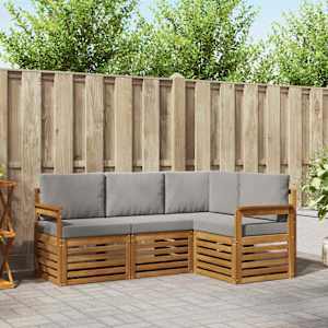 Sedežne garniture z blazino 4 pcs Naravna in svetlo siva