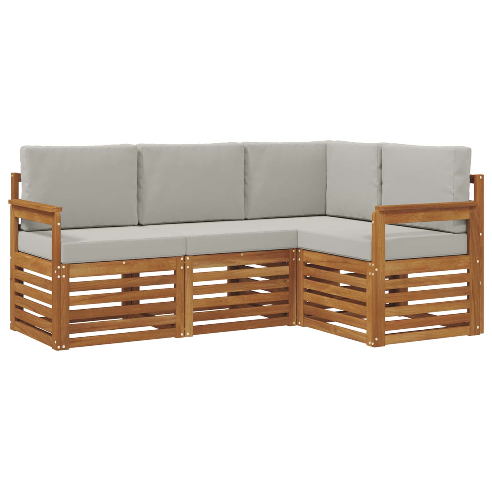 Sofa-Sets 4 pcs Natuurlijk en Lichtgrijs Massief Acaciahout image 2