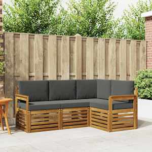 Sedežne garniture z blazino 4 pcs Naravna in antracitna