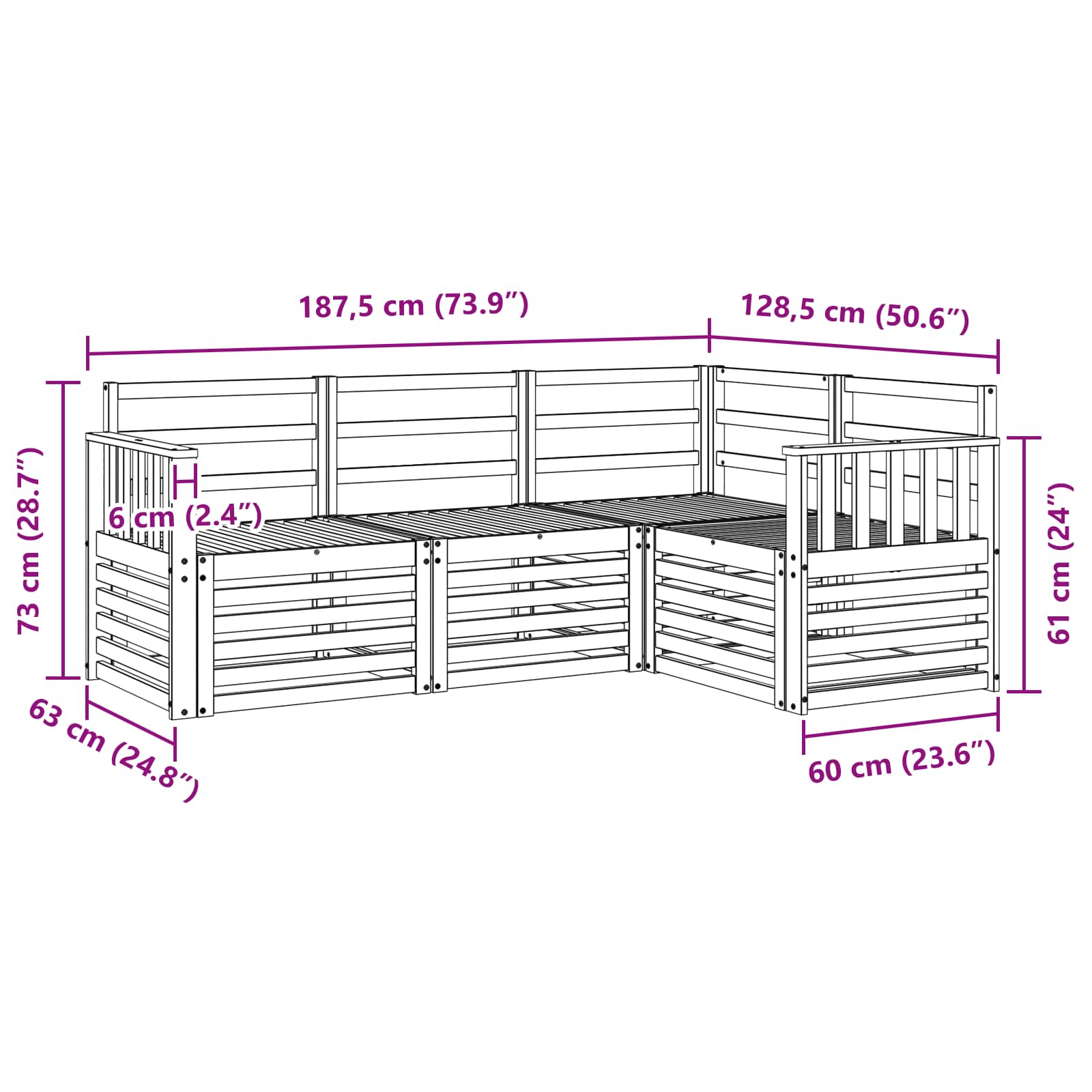 Sofa-Sets 4 pcs Naturel Massief Acaciahout image 6