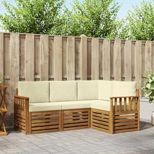 Sedežne garniture 4 pcs Naravna in smetana Masiven les akacije