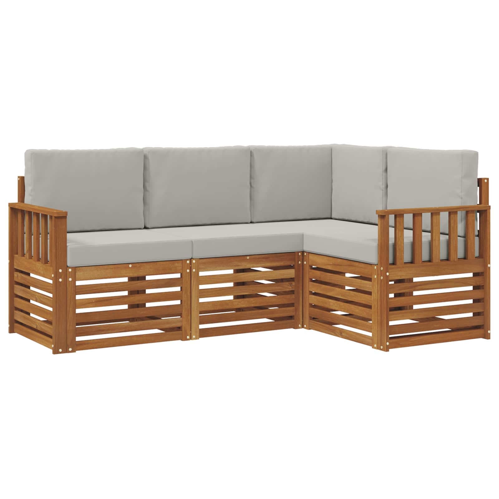 Sofa-Sets 4 pcs Natuurlijk en Lichtgrijs Massief Acaciahout image 2