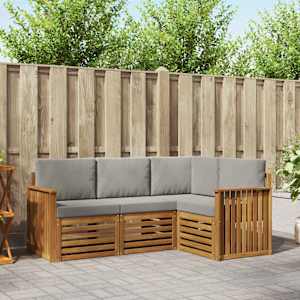 Sedežne garniture z blazino 4 pcs Naravna in svetlo siva