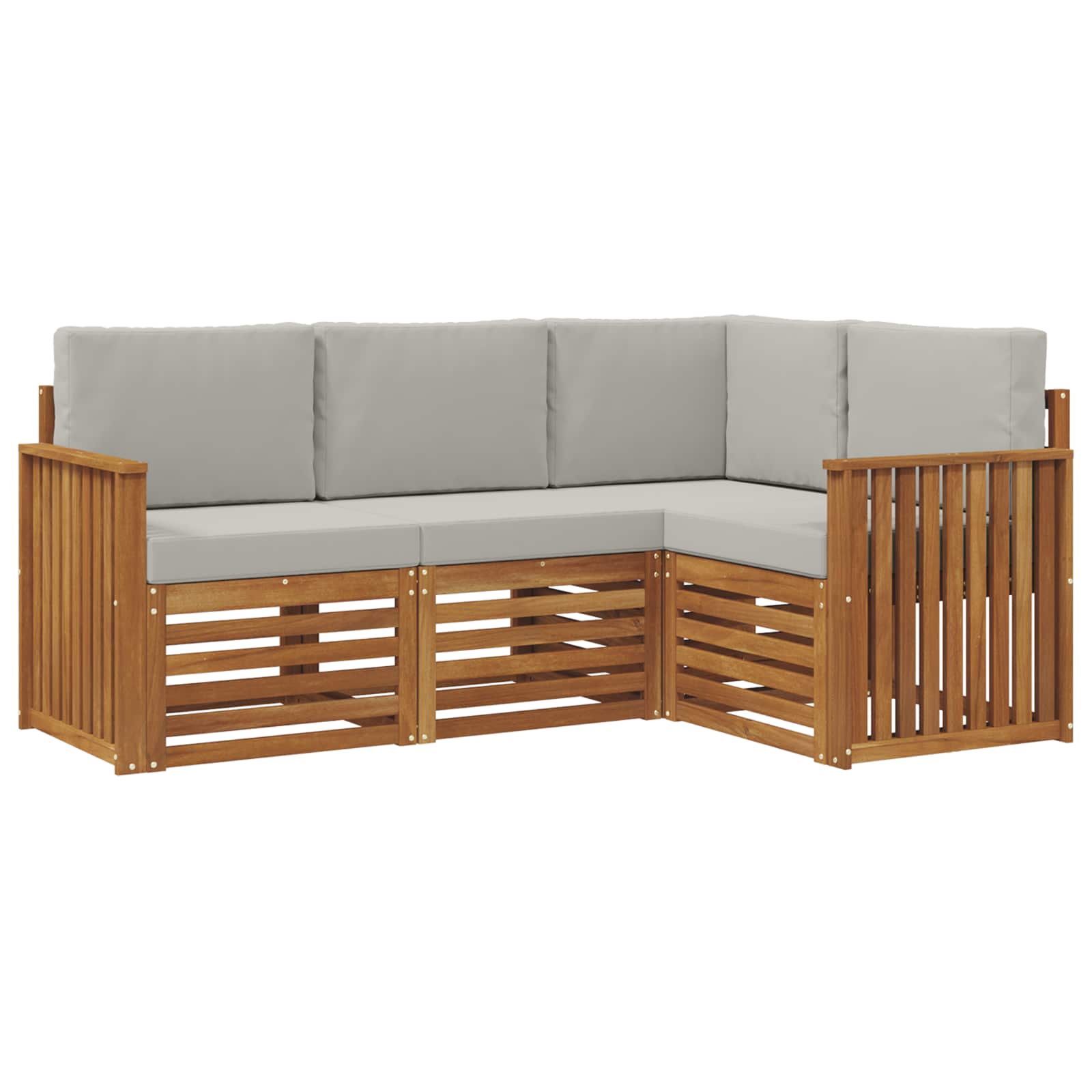 Sofa-Sets 4 pcs Natuurlijk en Lichtgrijs Massief Acaciahout image 2