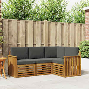 Sedežne garniture z blazino 4 pcs Naravna in antracitna