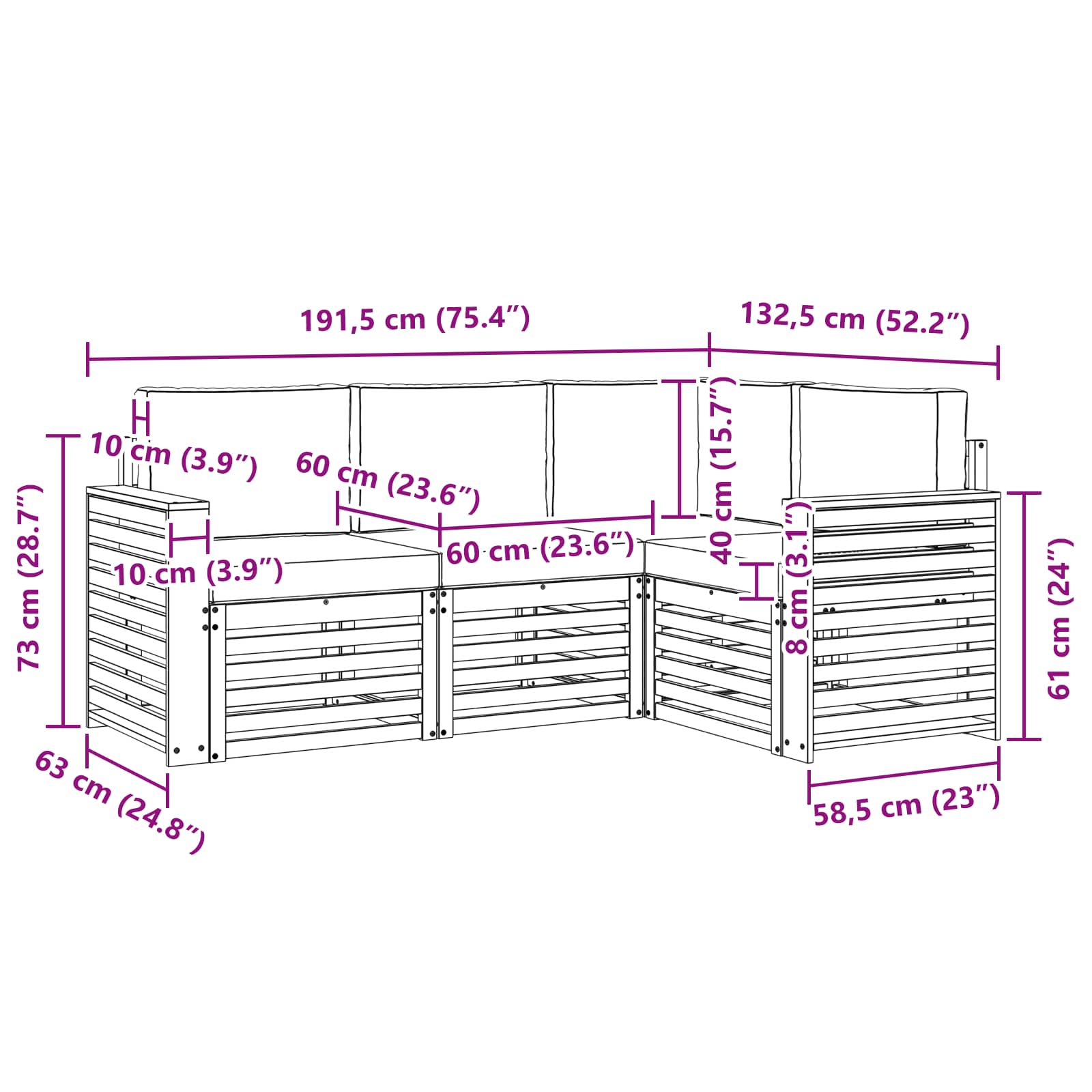 Sofa-Sets 4 pcs Natuurlijk en Lichtgrijs Massief Acaciahout image 7