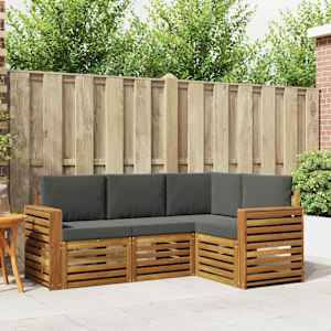 Sedežne garniture z blazino 4 pcs Naravna in antracitna