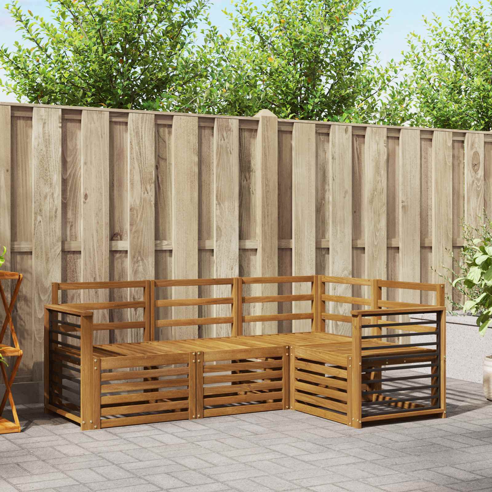 Sofa-Sets 4 pcs Naturel Massief Acaciahout image 1