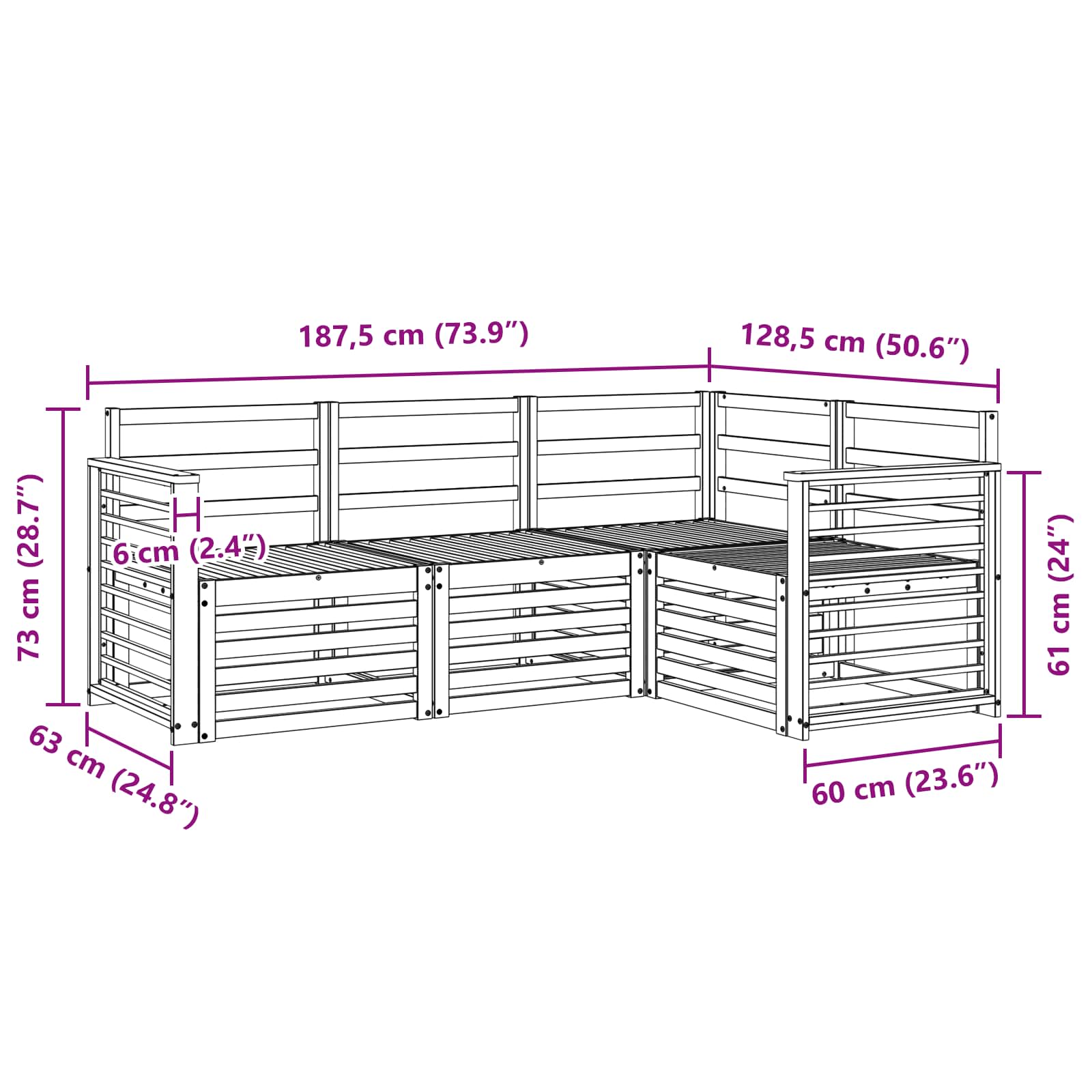 Sofa-Sets 4 pcs Naturel Massief Acaciahout image 6