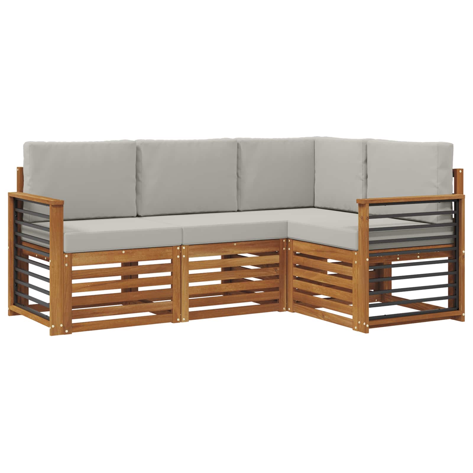 Sofa-Sets 4 pcs Natuurlijk en Lichtgrijs Massief Acaciahout image 2