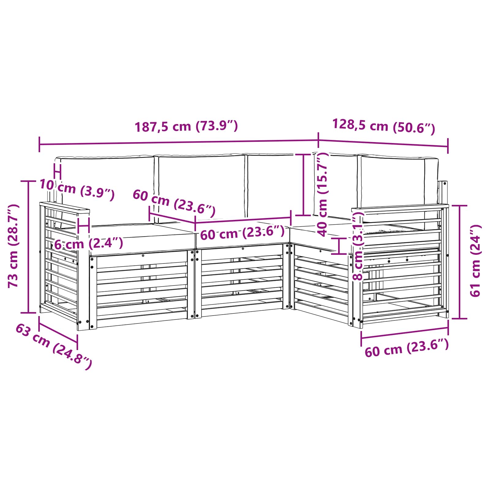 Sofa-Sets 4 pcs Natuurlijk en Lichtgrijs Massief Acaciahout image 7