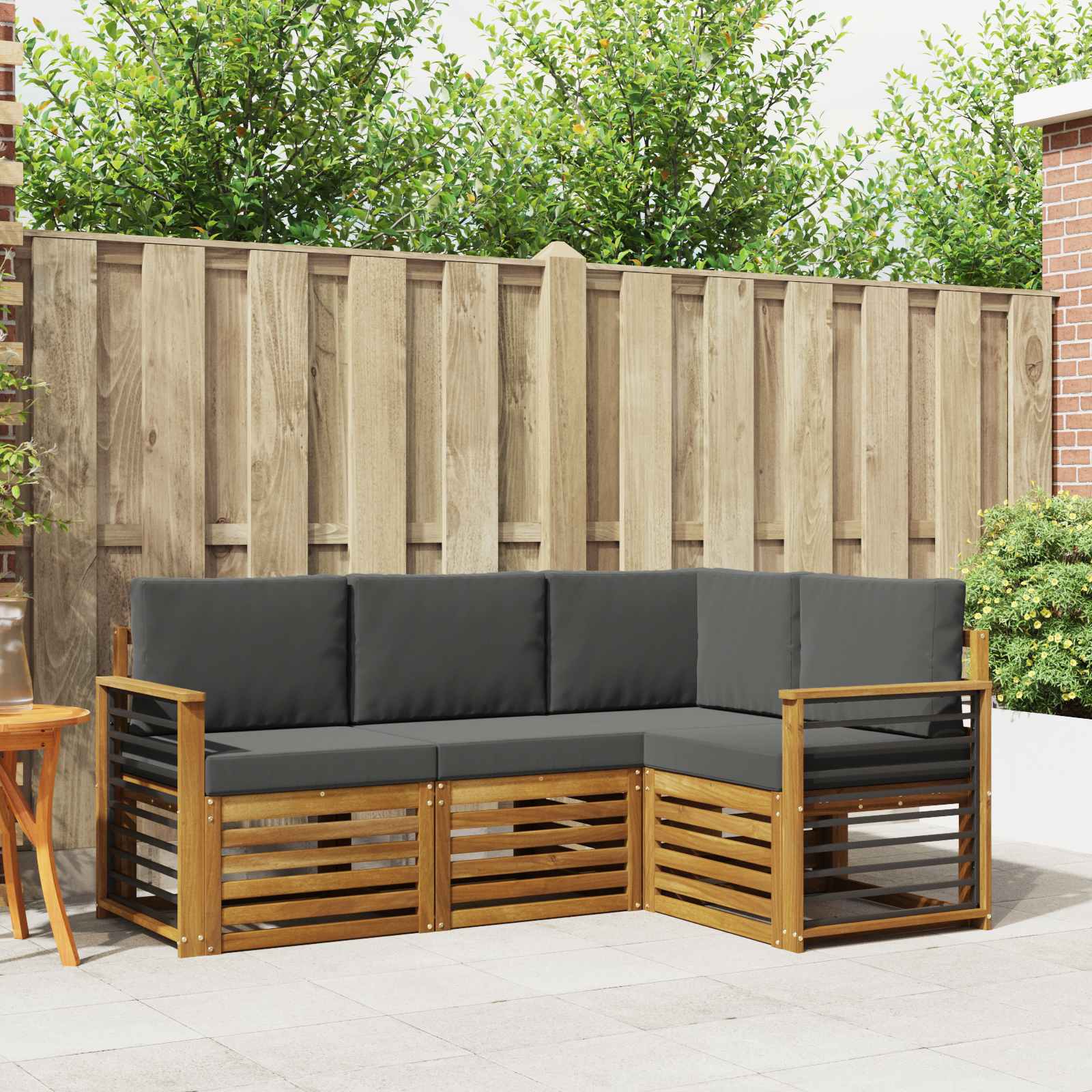 vidaXL Sofagarnituren 4 pcs Natur und Anthrazit Massivholz Akazie