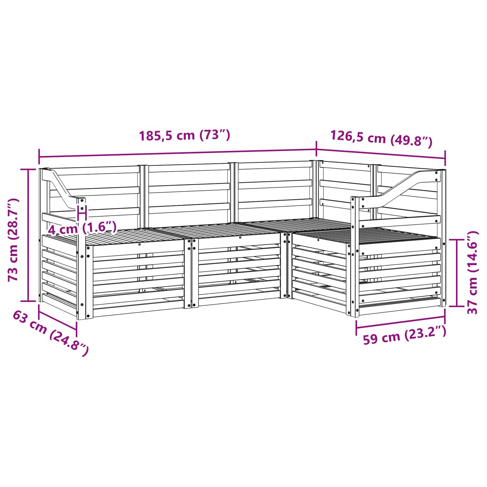 Sofa-Sets 4 pcs Naturel Massief Acaciahout image 6
