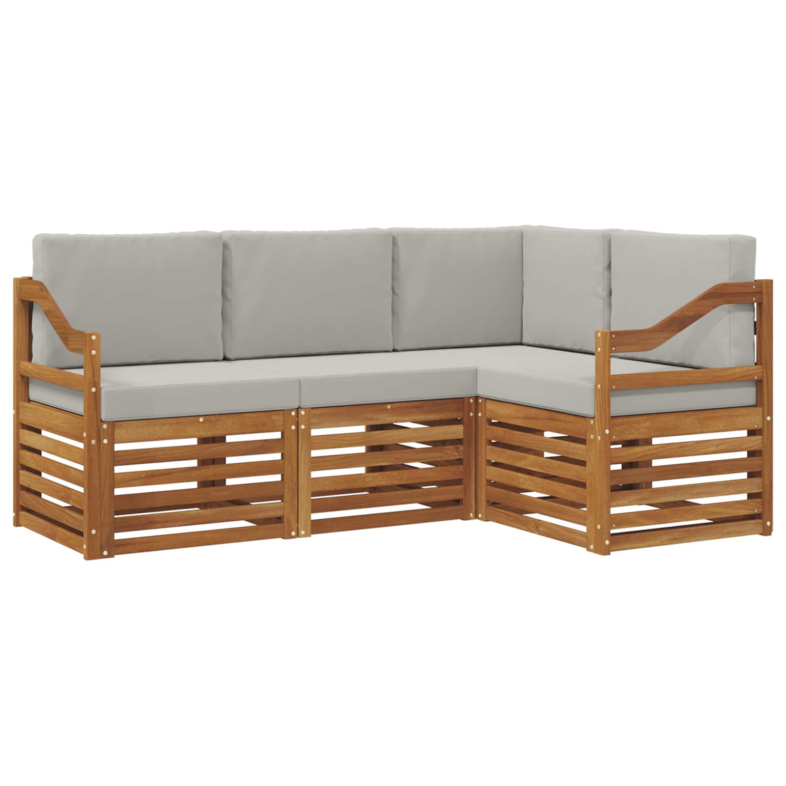 Sofa-Sets 4 pcs Natuurlijk en Lichtgrijs Massief Acaciahout image 2