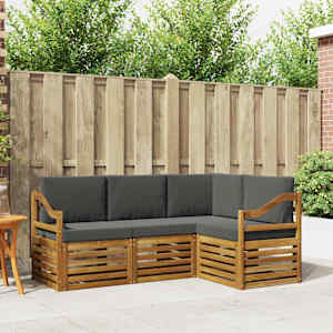 Sedežne garniture z blazino 4 pcs Naravna in antracitna