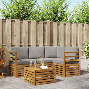 Zunanja garnitura za sedenje 5 pcs Naravna in svetlo siva