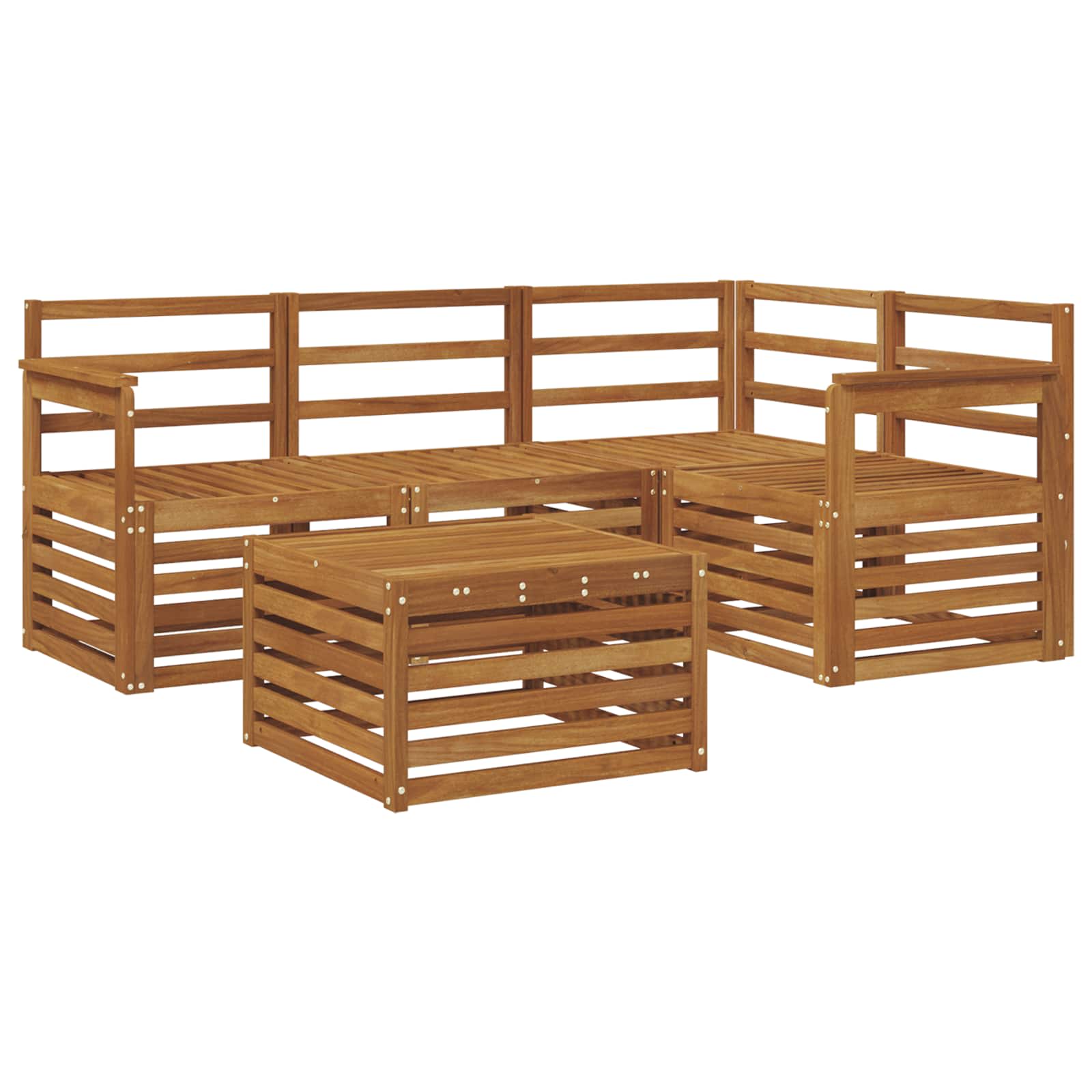 Buiten bankenset 5 pcs Naturel Massief Acaciahout image 2