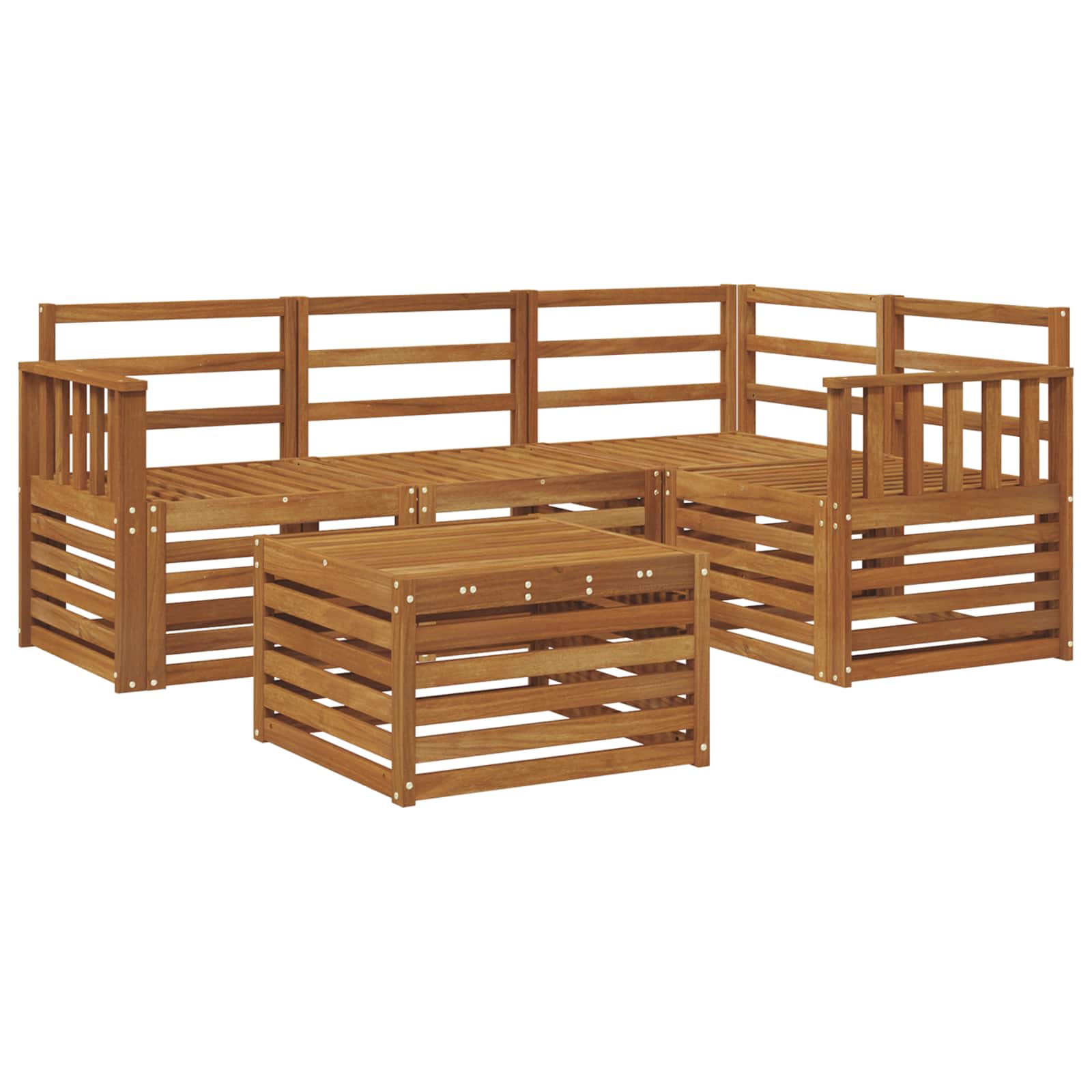 Buiten bankenset 5 pcs Naturel Massief Acaciahout image 2