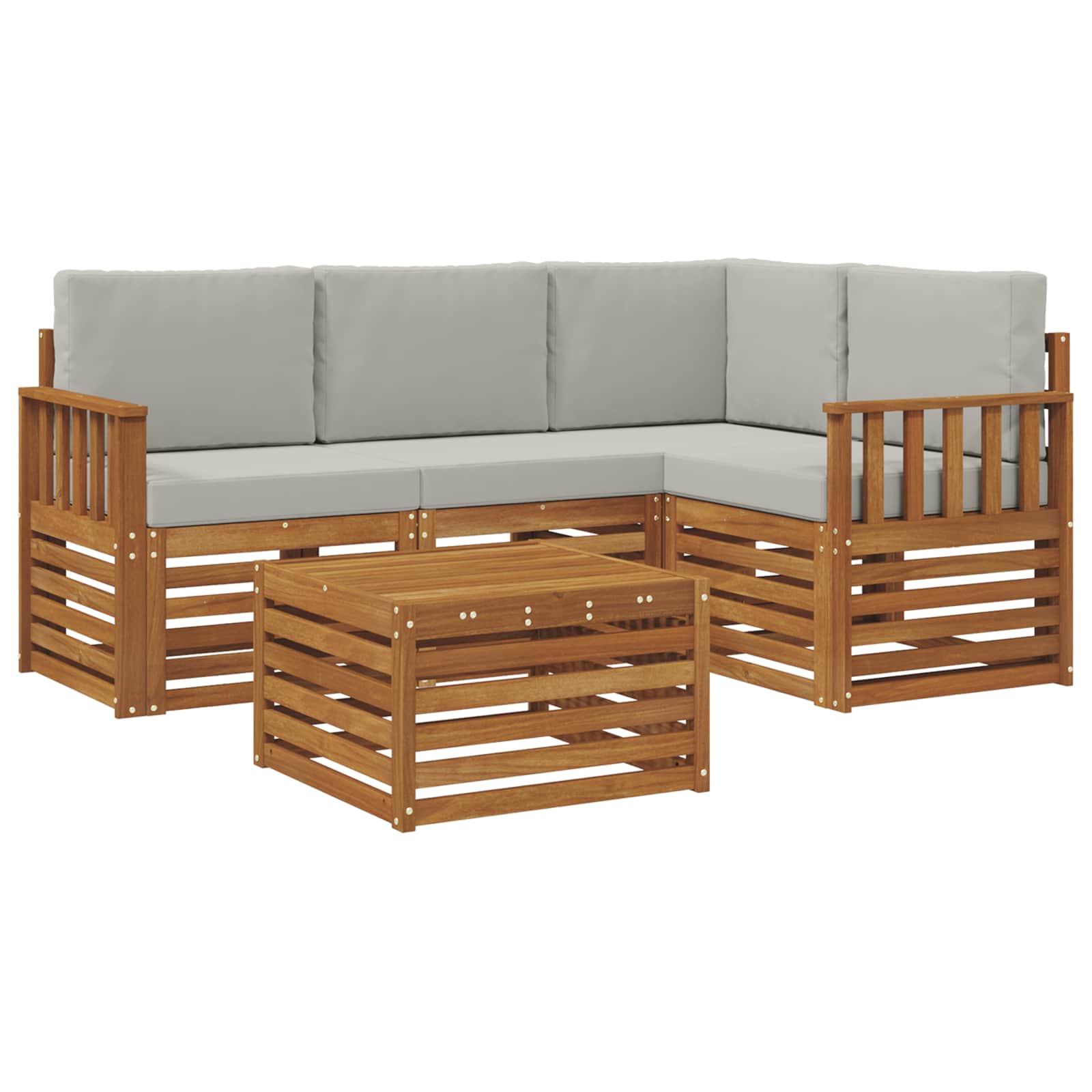 Zunanja garnitura za sedenje 5 pcs Naravna in svetlo siva - slika 2