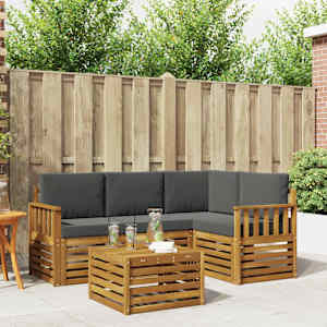 Zunanja garnitura za sedenje 5 pcs Naravna in antracitna