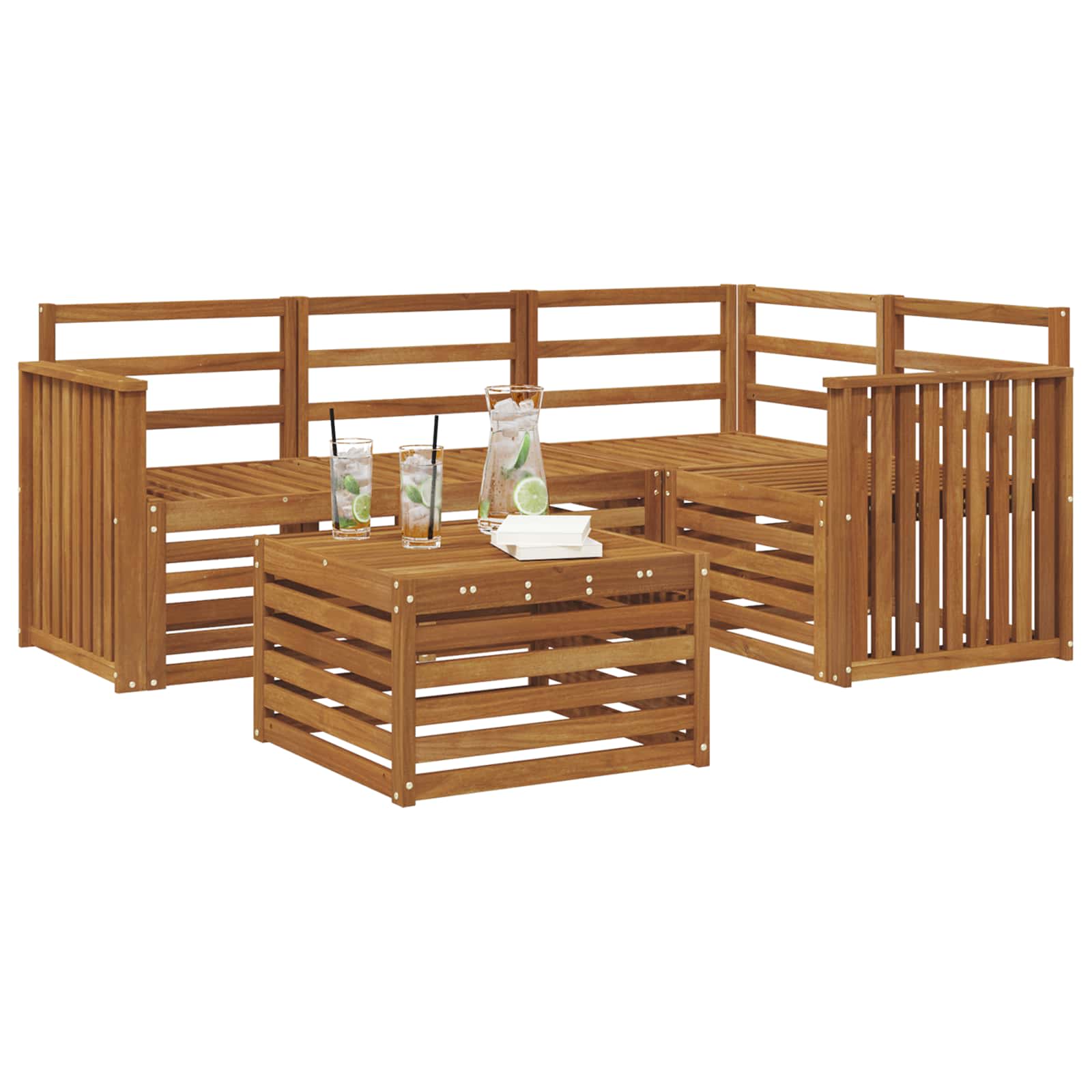 Buiten bankenset 5 pcs Naturel Massief Acaciahout image 3