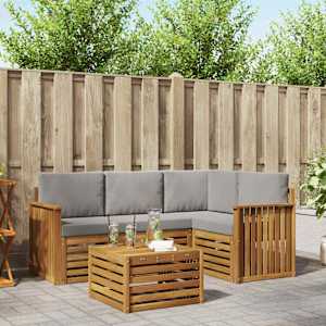 Zunanja garnitura za sedenje 5 pcs Naravna in svetlo siva