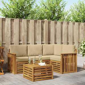 Zunanja garnitura za sedenje z blazino 5 pcs Naravna in bež