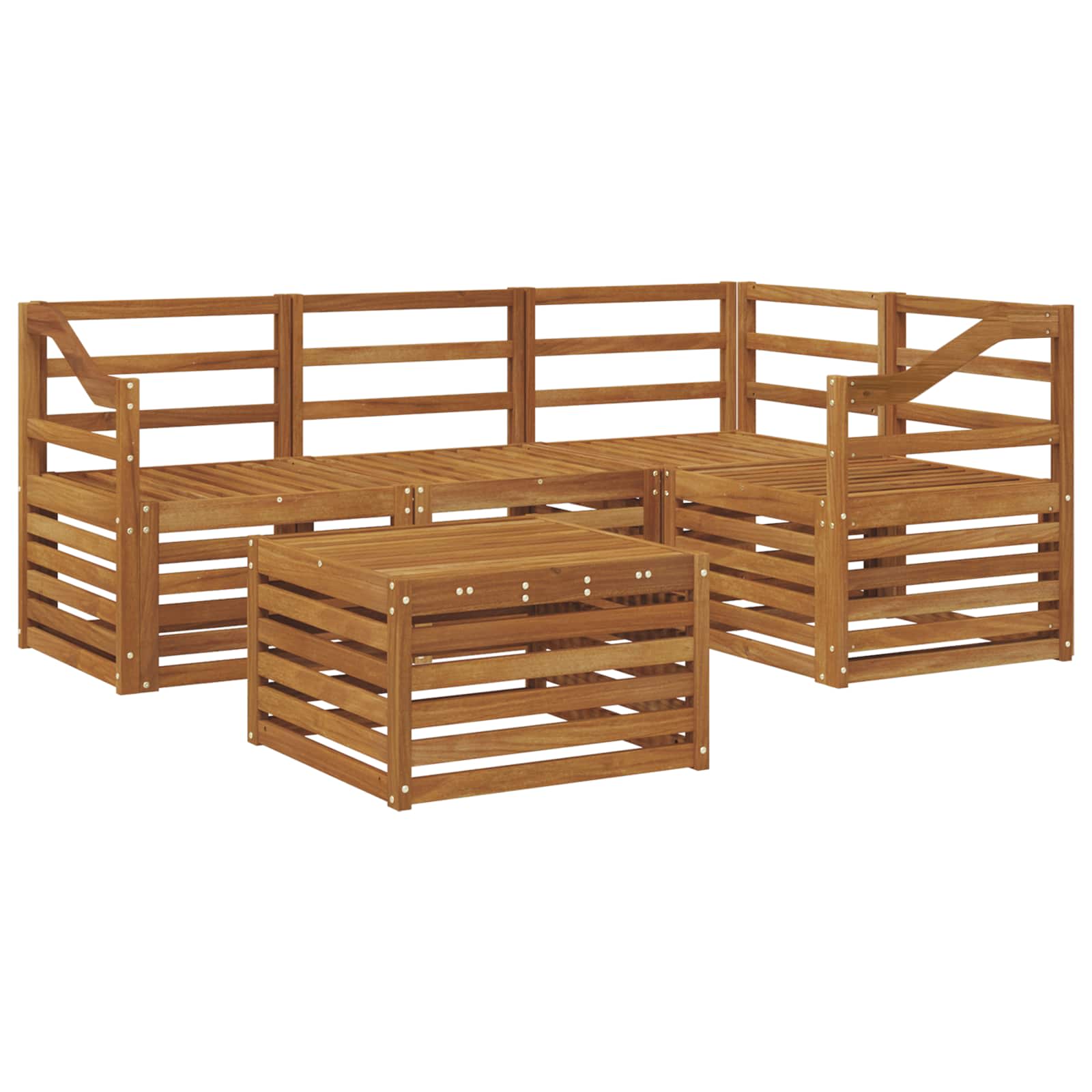 Buiten bankenset 5 pcs Naturel Massief Acaciahout image 2