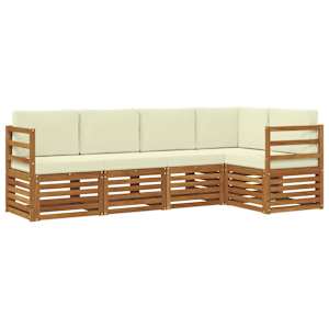 Rohová sofa sada s polštářem 5 pcs Přirozená a Krémová - obrázek 2