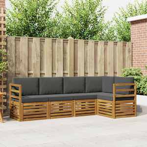 Kotna sedežna garnitura z blazino 5 pcs Naravna in antracitna