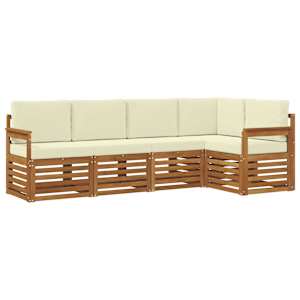 Rohová sofa sada s polštářem 5 pcs Přirozená a Krémová - obrázek 2