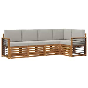 Sedací soupravy s polštářem 5 pcs Přírodní a světle šedá - obrázek 2