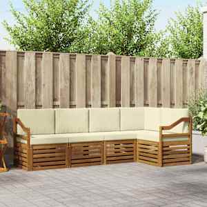 Rohová sofa sada s polštářem 5 pcs Přirozená a Krémová - obrázek 1