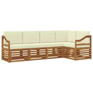 Rohová sofa sada s polštářem 5 pcs Přirozená a Krémová - obrázek 2