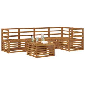 Rohová sofa sada 6 pcs Přírodní Masivní akátové dřevo - obrázek 3