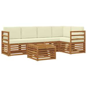 Rohová sofa sada s polštářem 6 pcs Přirozená a Krémová - obrázek 2