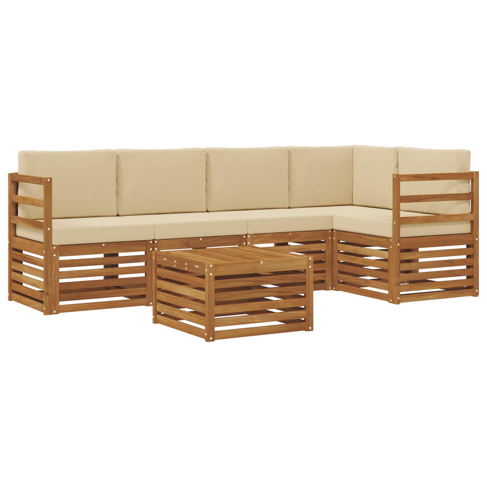 vidaXL Buiten bankenset 6 st 5-zits Natuurlijk en Beige, foto 3