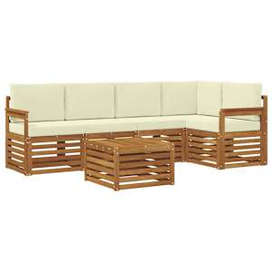 Rohová sofa sada s polštářem 6 pcs Přirozená a Krémová - obrázek 2