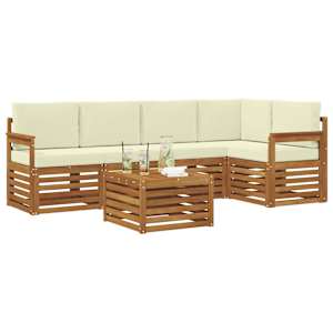 Rohová sofa sada s polštářem 6 pcs Přirozená a Krémová - obrázek 3
