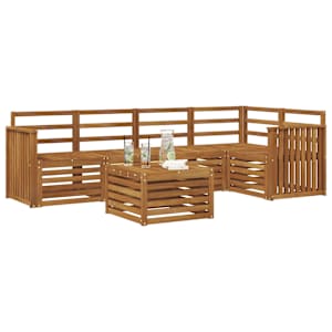 Rohová sofa sada 6 pcs Přírodní Masivní akátové dřevo - obrázek 3