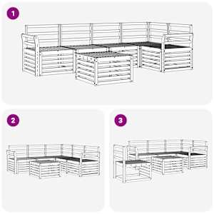 Rohová sofa sada 6 pcs Přírodní Masivní akátové dřevo - obrázek 9