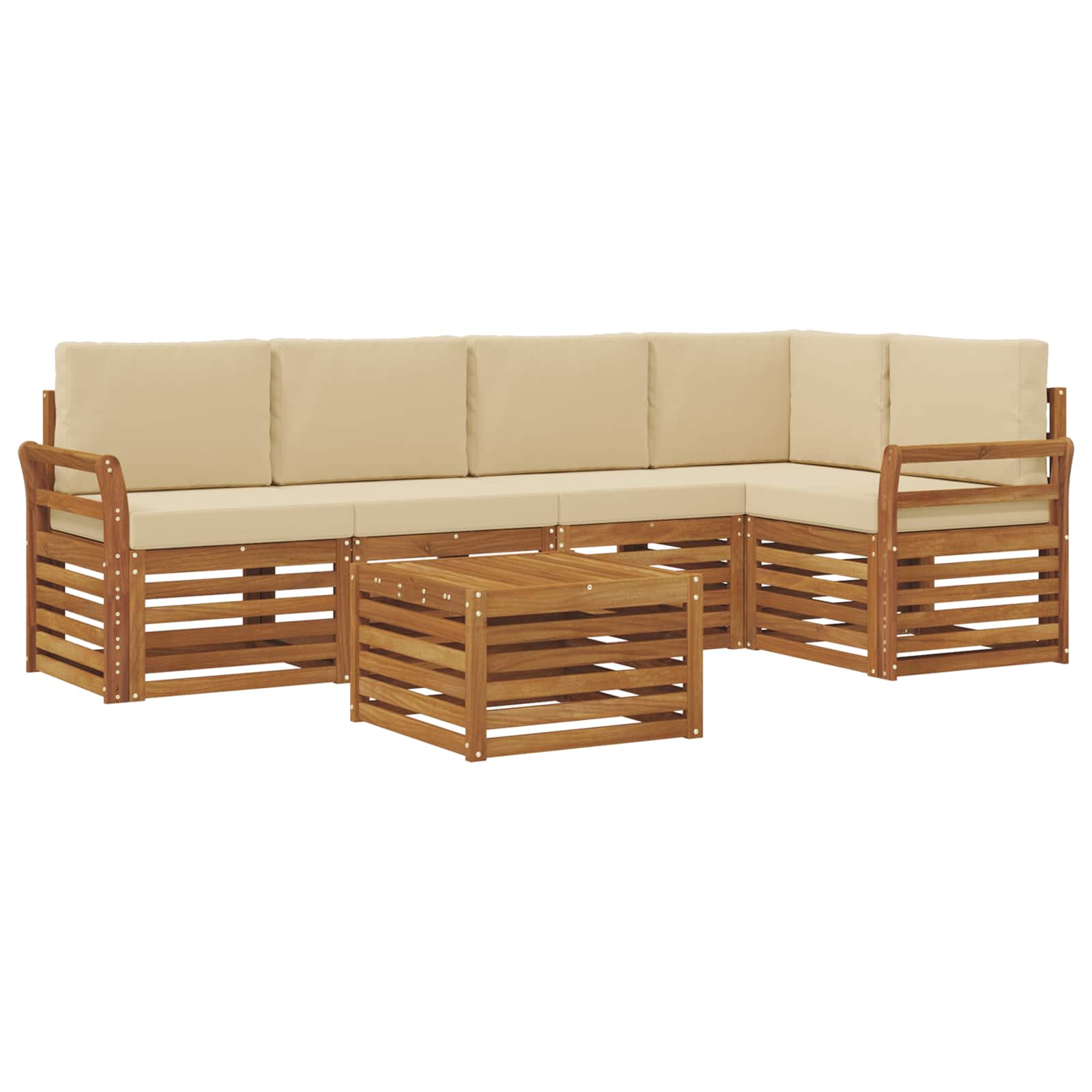 vidaXL Buiten bankenset 6 st 5-zits Natuurlijk en Beige, foto 3