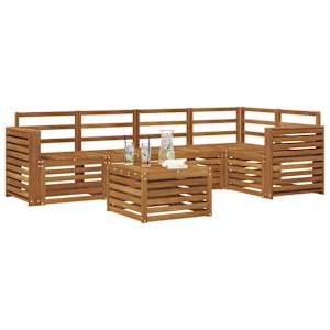 Rohová sofa sada 6 pcs Přírodní Masivní akátové dřevo - obrázek 3