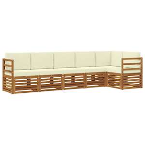 Rohová sofa sada s polštářem 6 pcs Přirozená a Krémová - obrázek 2