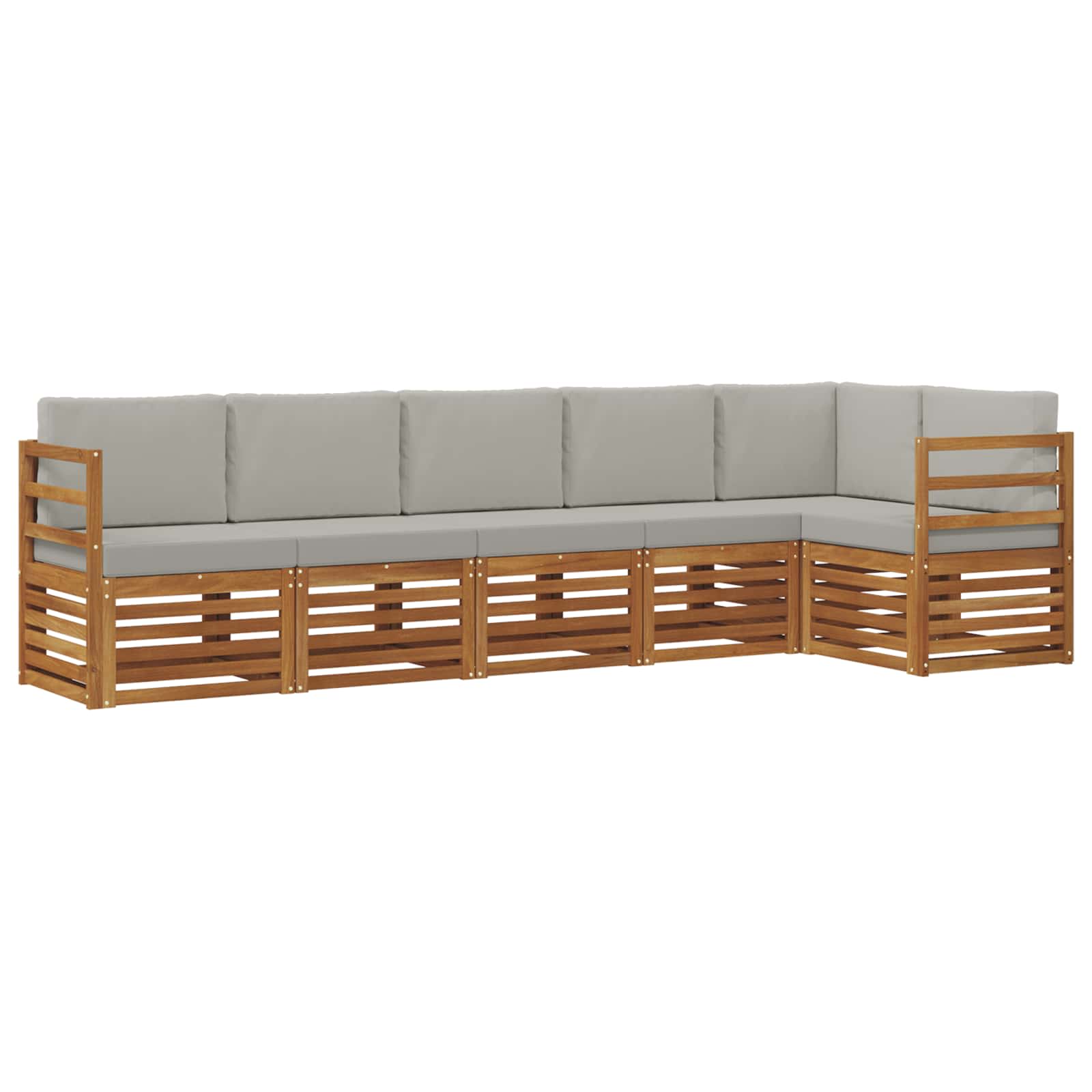 Sofa-Sets 6 pcs Natuurlijk en Lichtgrijs Massief Acaciahout image 2