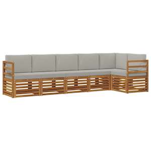 Rohová sofa sada s polštářem 6 pcs Přírodní a světle šedá - obrázek 2