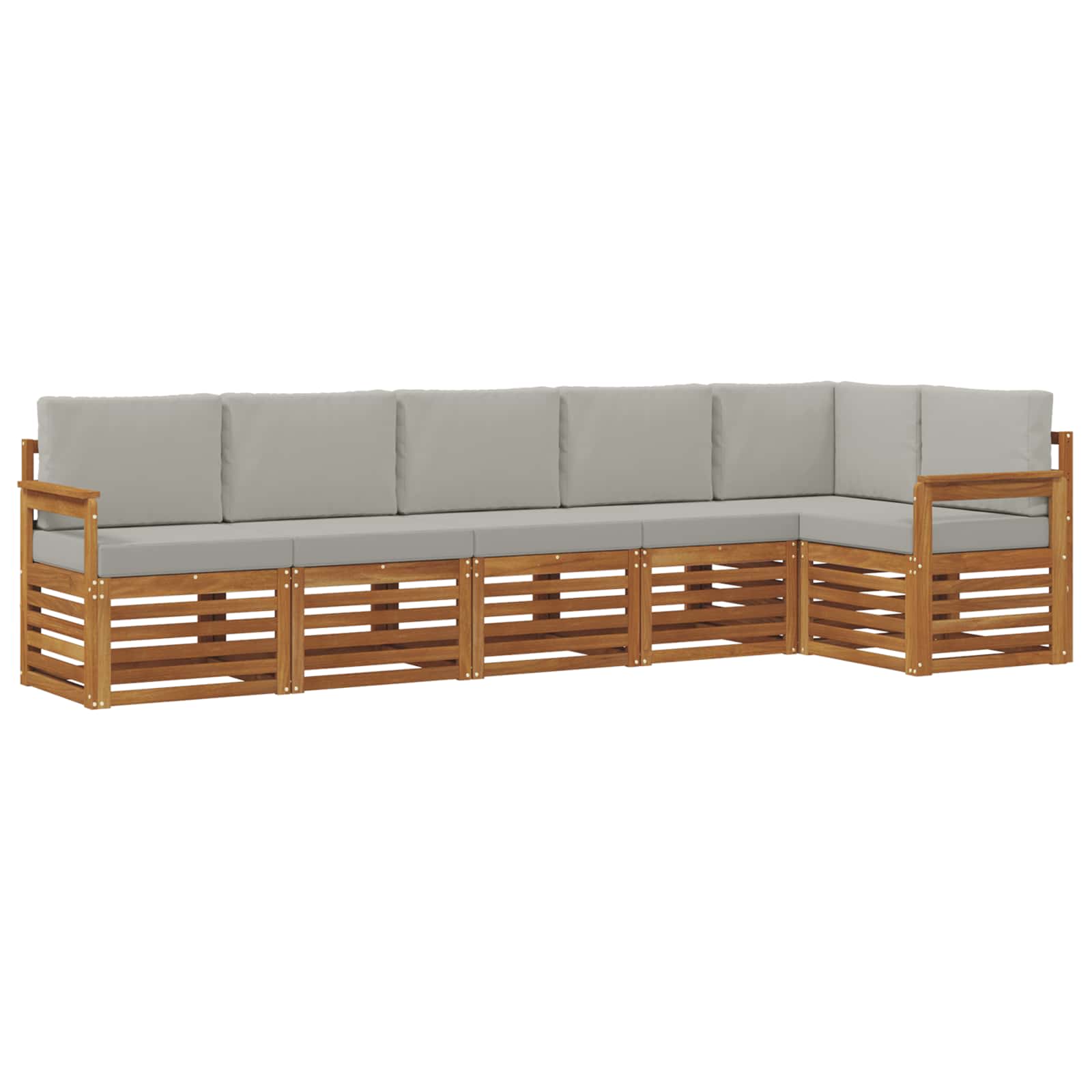 Sofa-Sets 6 pcs Natuurlijk en Lichtgrijs Massief Acaciahout image 2