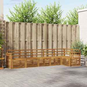 Kotna sedežna garnitura 6 pcs Naravna Masiven les akacije