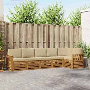 Kotna sedežna garnitura z blazino 6 pcs Naravna in bež