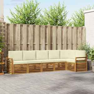 Kotna sedežna garnitura z blazino 6 pcs Naravna in smetana